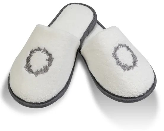 Halat pentru bărbați SEHZADE în cutie cadou + prosop + papuci de casă XL +  Papuci de casa (42/44) + prosop + box Alb - broderie argintiu