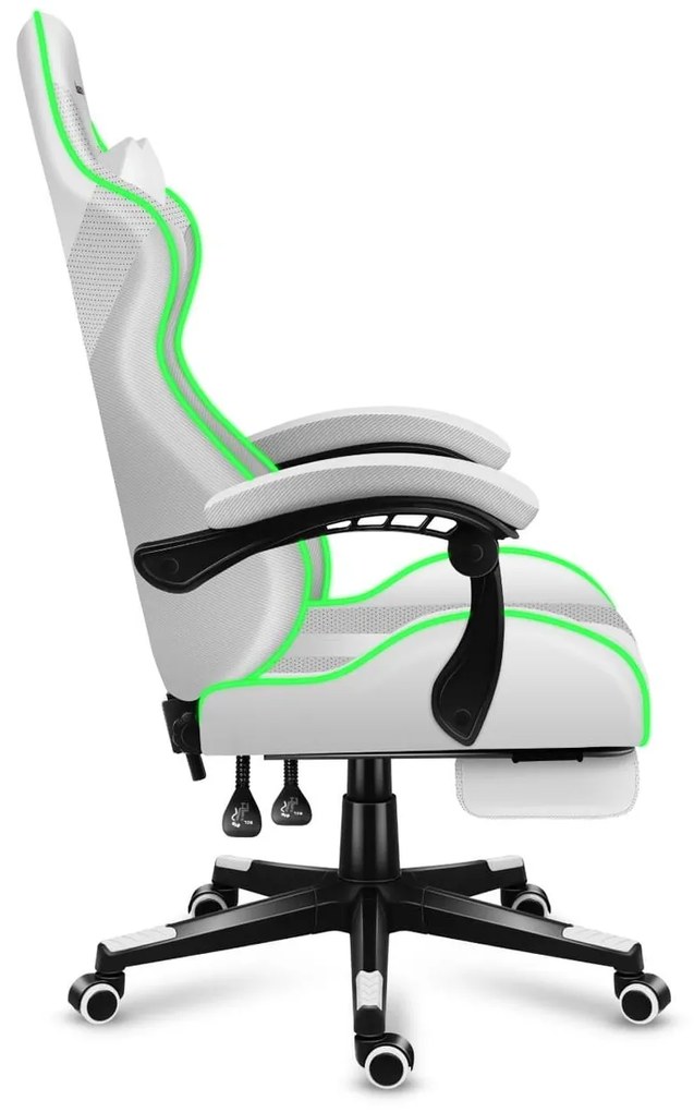 Fotoliu gaming Fusion 4.7 (alb + multicolor) (cu iluminat LED). 1087480