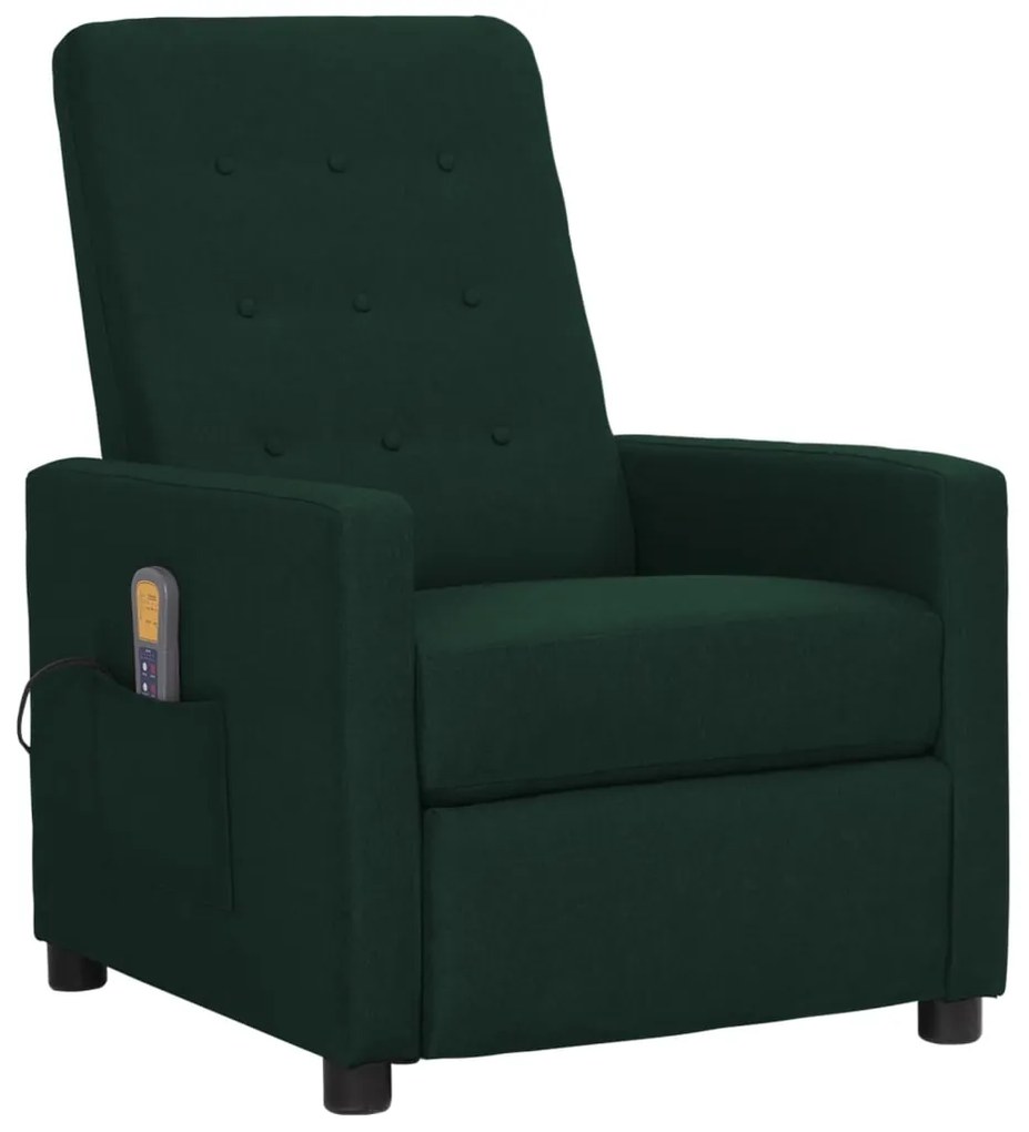 3093371 vidaXL Fotoliu de masaj cu ridicare, verde închis, material textil