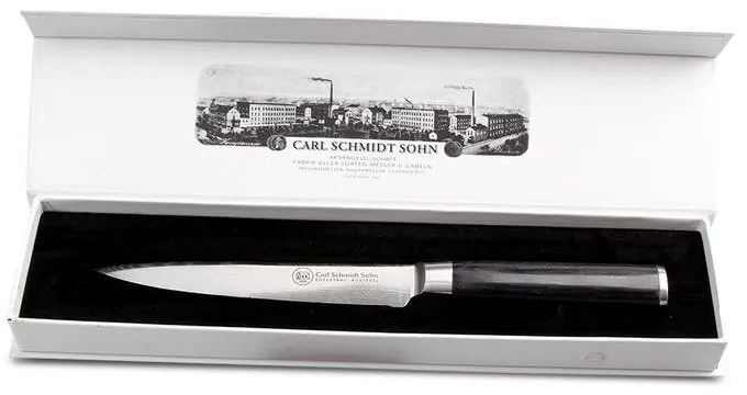 Cutit feliat otel Damask HRC 60 Konstanz, Carl Schmidt Sohn, 18 cm, maner negru 071257