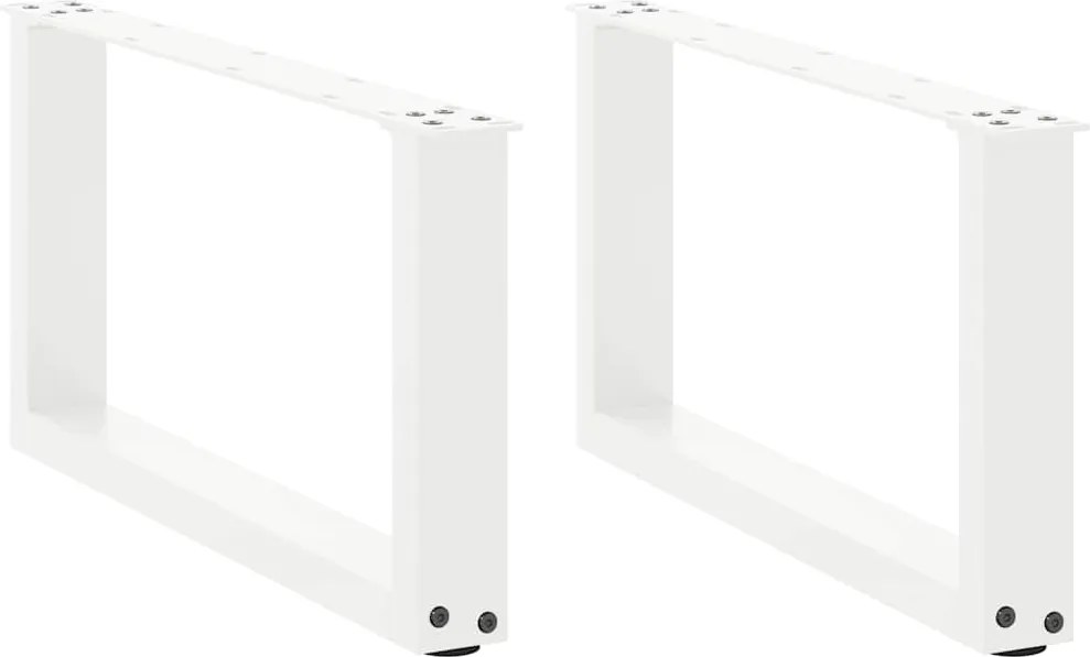 vidaXL Picioare pentru măsuță de cafea în formă de U, 2 buc., alb, 60x(30-31) cm, oțel