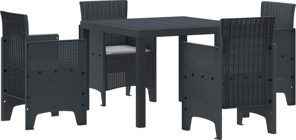 vidaXL Set de masă pentru grădină 5 pcs Antracit Polipropilenă