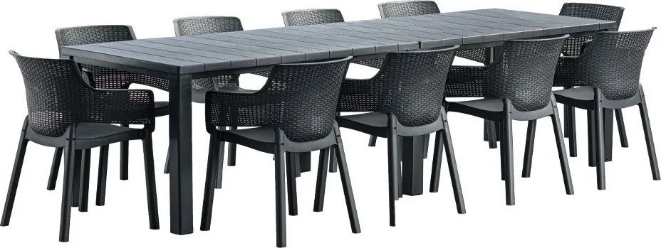 Set de mobilier de grădină Jueva cu 10 locuri, grafit