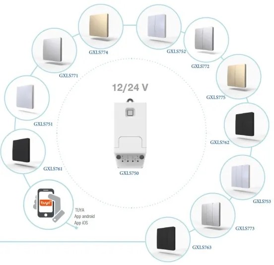 Întrerupător cinetic fără fir 2P IP67, auriu