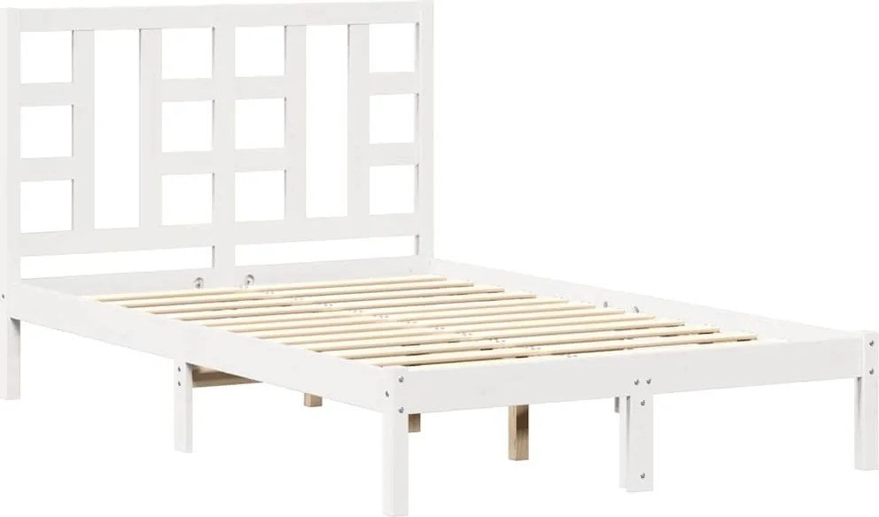 vidaXL Cadru de pat, alb, 120x200 cm, lemn masiv