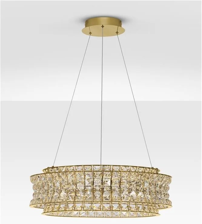 Lustra suspendata LED auriu, cristale sticla CELYSIA 60cm