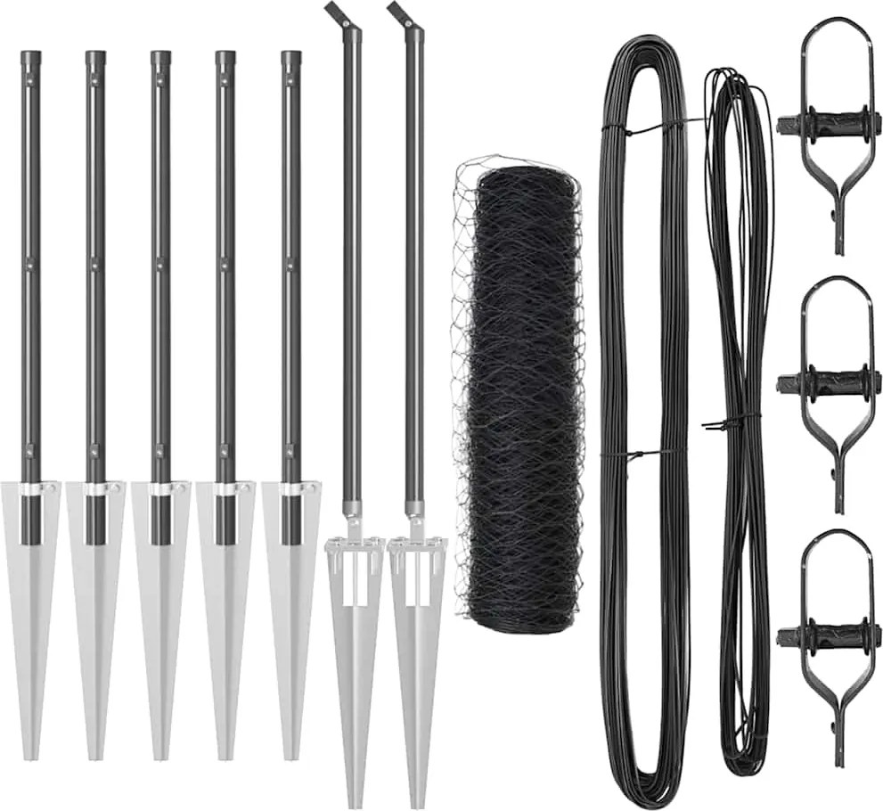 vidaXL Stâlp de gard. Gri 10 x 0,6 m (plasă 50 mm) Oțel și PVC