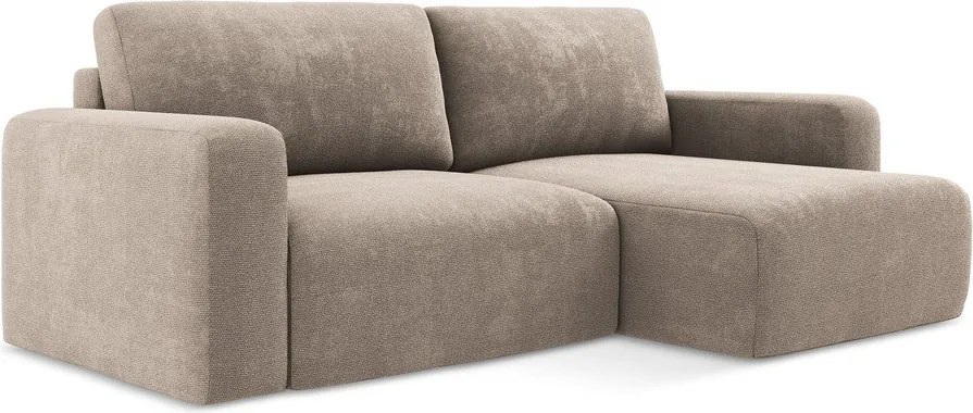 Colțar bej extensibil/cu spațiu de depozitare cu tapițerie din chenille (cu colț pe partea dreaptă/cu șezlong) Kona – Makamii