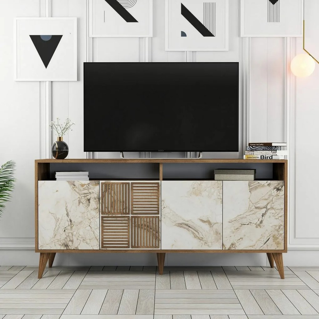Dulap Milan Walnut and White Marble