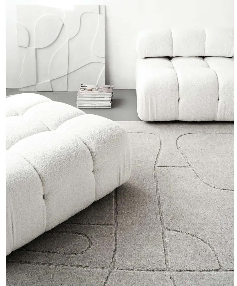 Covor gri deschis din lână 200x300 cm Morphic – Agnella