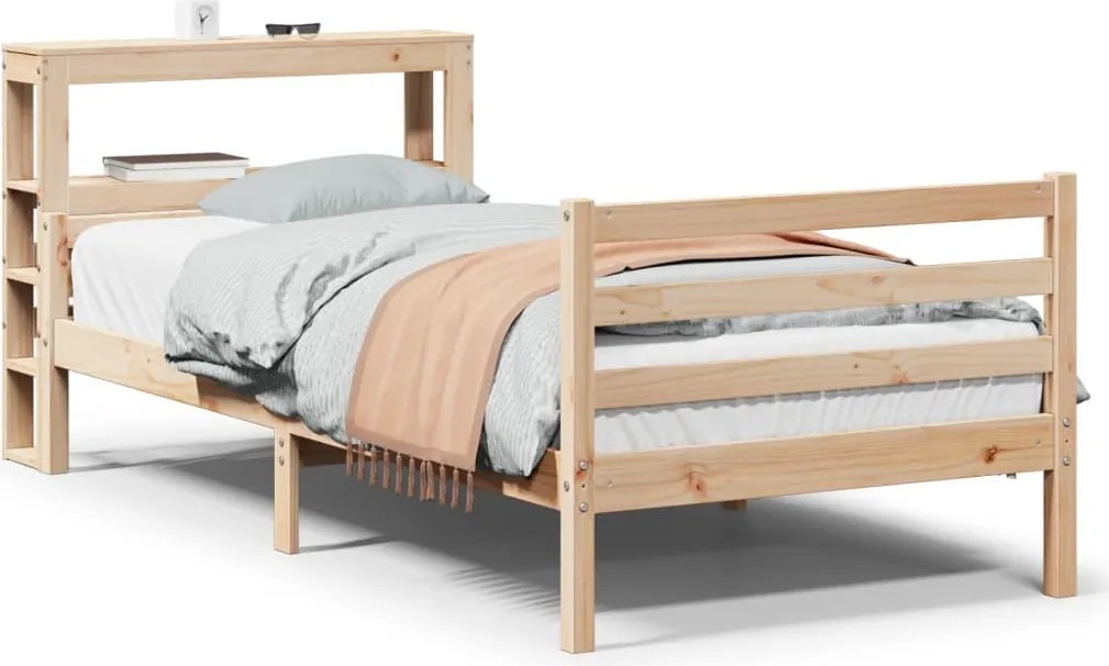 vidaXL Cadru de pat cu tăblie, 100x200 cm, lemn masiv de pin