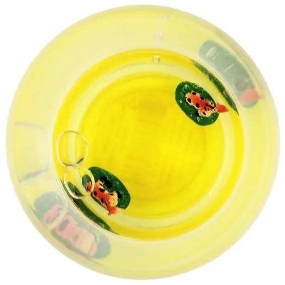 Pahar cu figurine plutitoare, galben, model cu girafe, 250ml