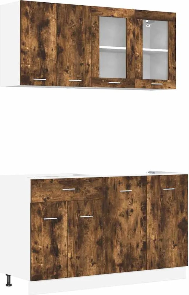 vidaXL Set dulapuri de bucătărie cu sertar Lyon 4 pcs Stejar fumuriu