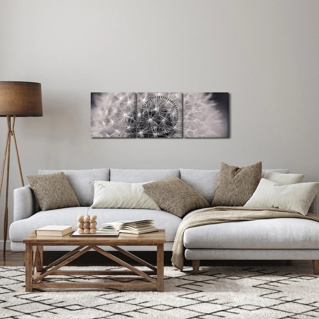 Tablou cu păpădie (cu ceas) (90x30 cm)