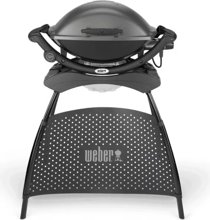 Gratar electric Weber Q2400 WB 55020879, 2200 W, 55x39 cm, Aluminiu turnat, Tava grasimi, Negru