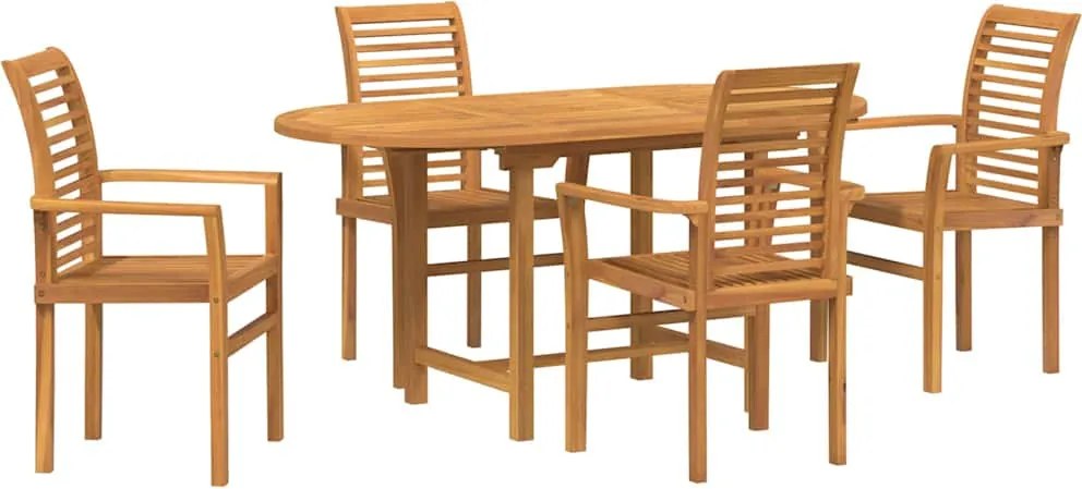 vidaXL Set de masă pentru grădină 5 pcs Maro Lemn solid de tec