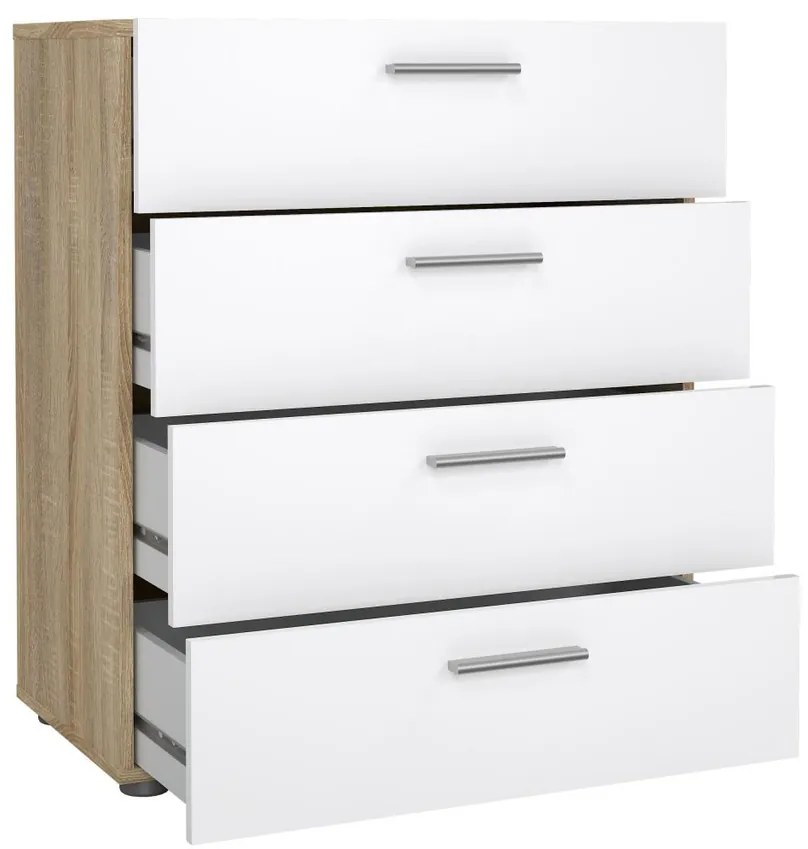 Comodă Pedro, stejar sonoma / alb lucios