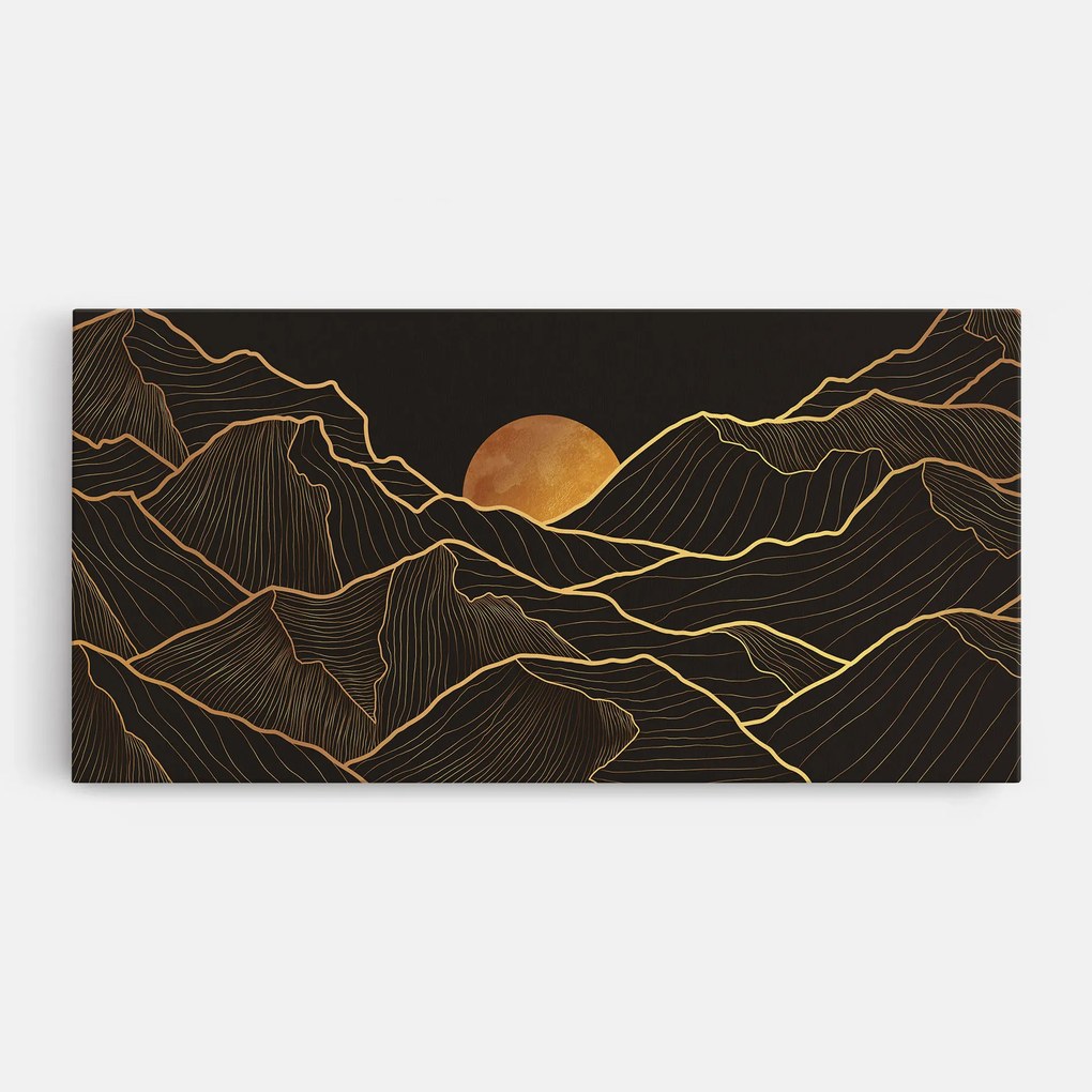 Tablou Canvas, 60x120cm, Dormitor si Living, Peisaje, Munti, Black Gold Mountains