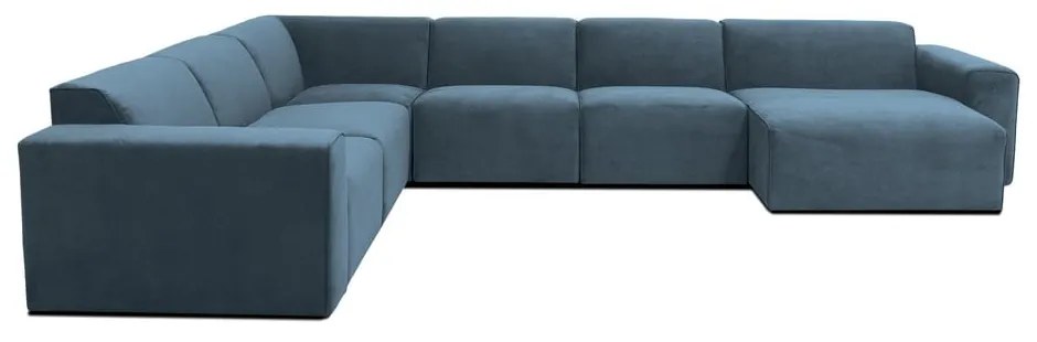 Colțar albastru cu tapițerie din catifea reiată (cu colț pe partea dreaptă) Sting – Scandic
