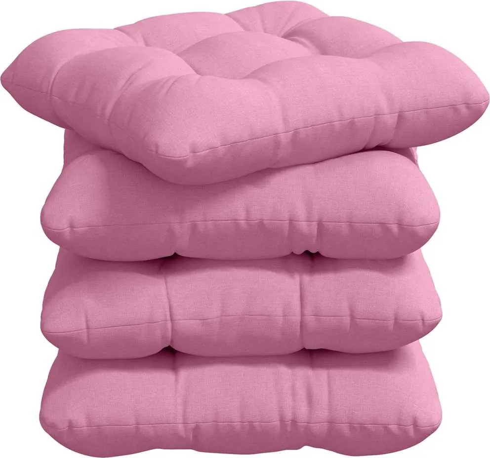 vidaXL Perne de Șezut 4 pcs Roz 45 x 45 x 12 cm țesătură