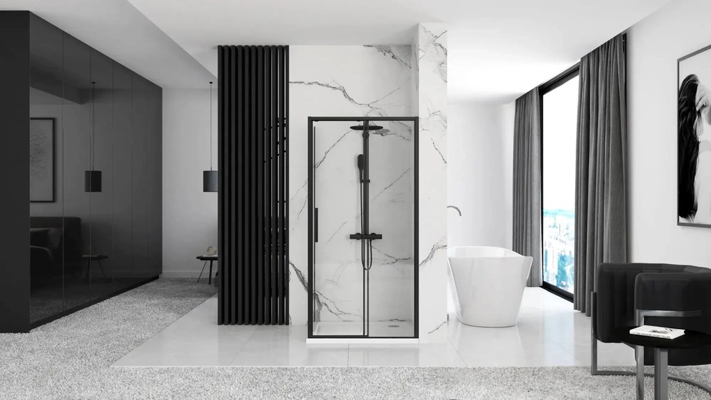 Cabina dus de colt Rapid Slide Negru 160x90cm, Rea