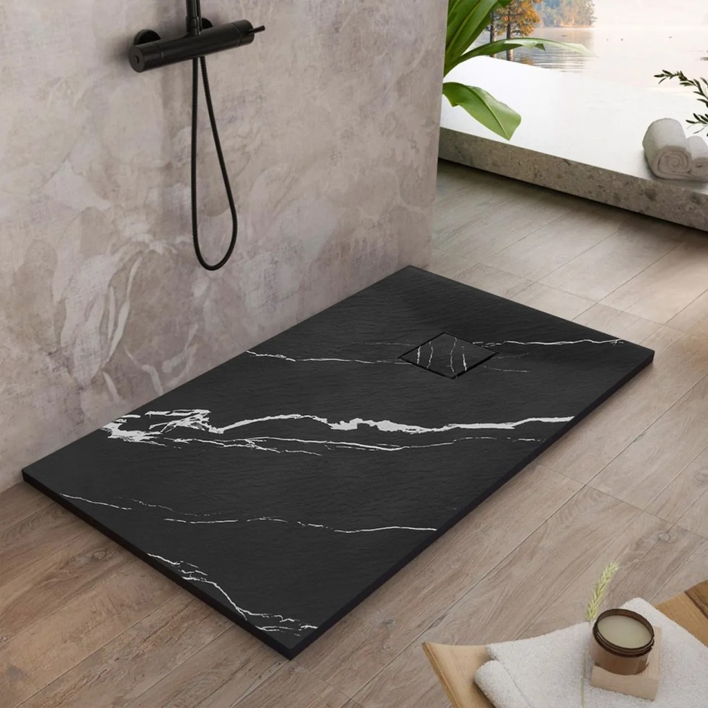 Cadita de dus Magnum Carrara neagra 90x120