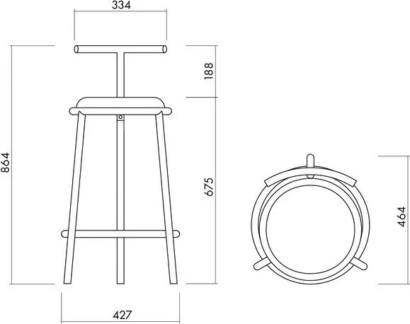 Scaun de bar burgundy din metal (înălțime șezut 68 cm) Hogo – noo.ma