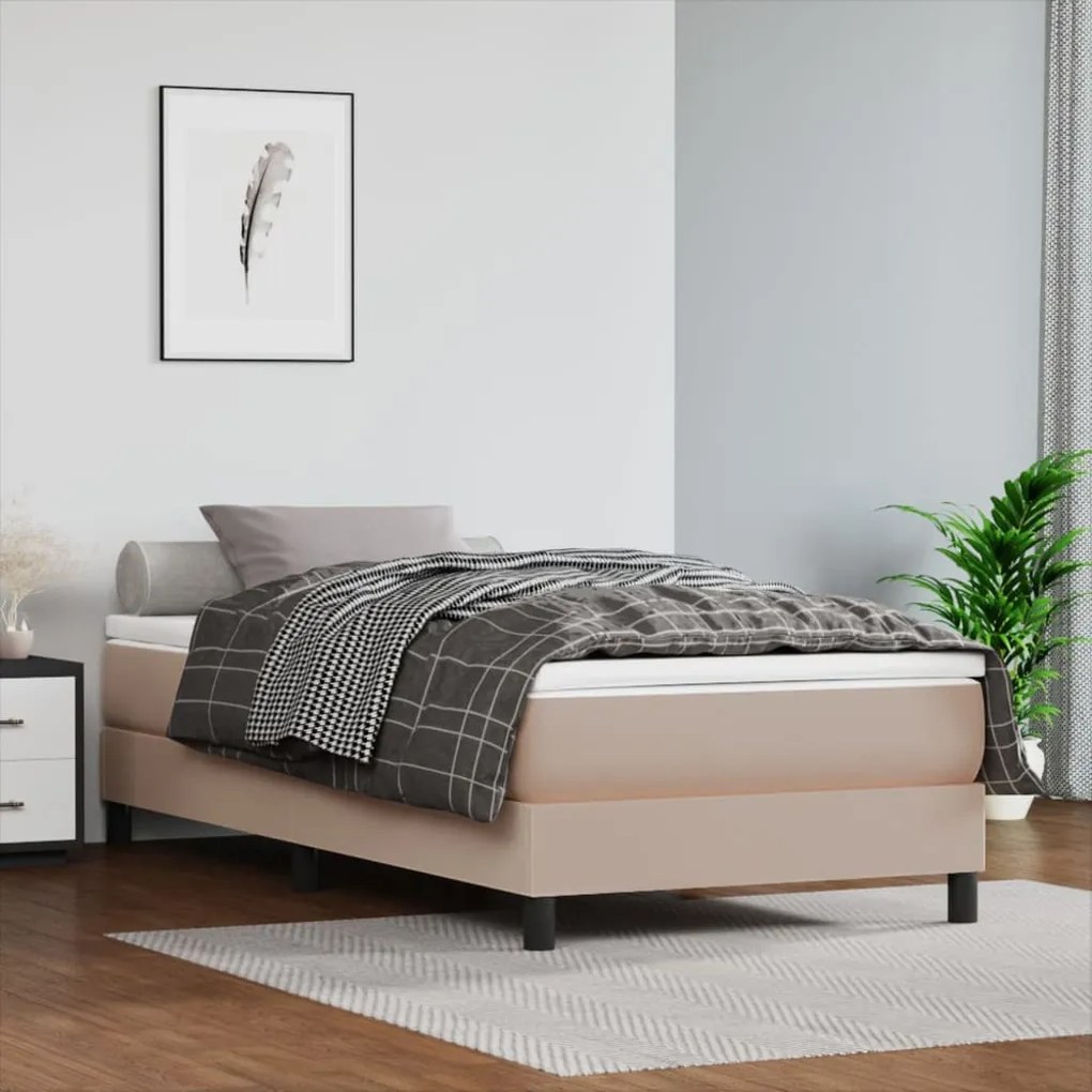 3120681 vidaXL Cadru de pat box spring, cappuccino, 90x200 cm, piele ecologică