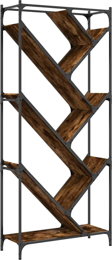 vidaXL Bibliotecă, stejar fumuriu, 79x30x180 cm, lemn prelucrat/metal