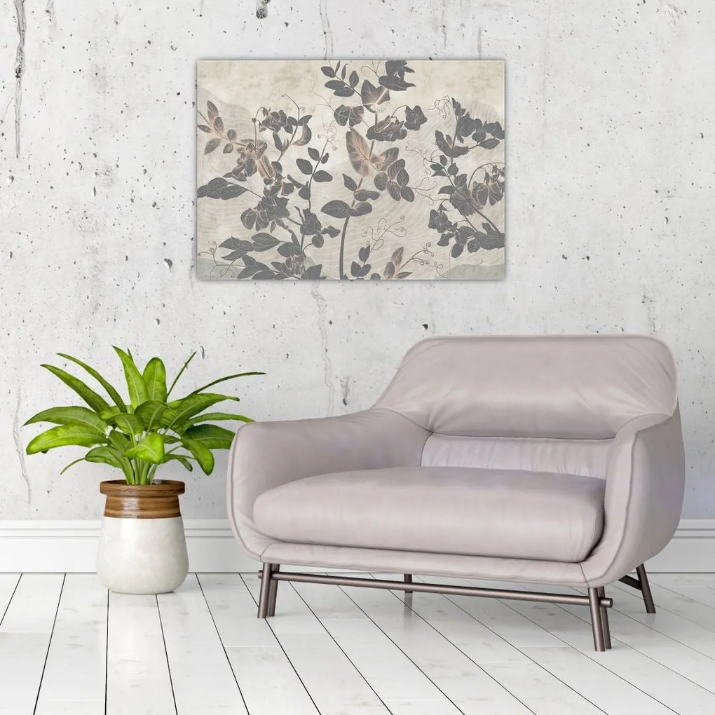 Tablou pe sticlă - Frunze texturate (70x50 cm)
