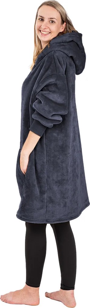 Hanorac din micropluș și imitație de blăniță 4Home Antracit, uni M – pentru femei