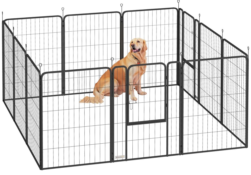 PawHut Parc pentru câini, parc 12 panouri modulabil și pliabil, portabil din oțel cu ușă 68 x 100 negru | Aosom Romania