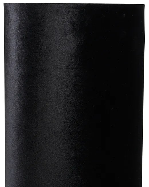 Lampă de podea design negru velur negru negru cu auriu - Bogat