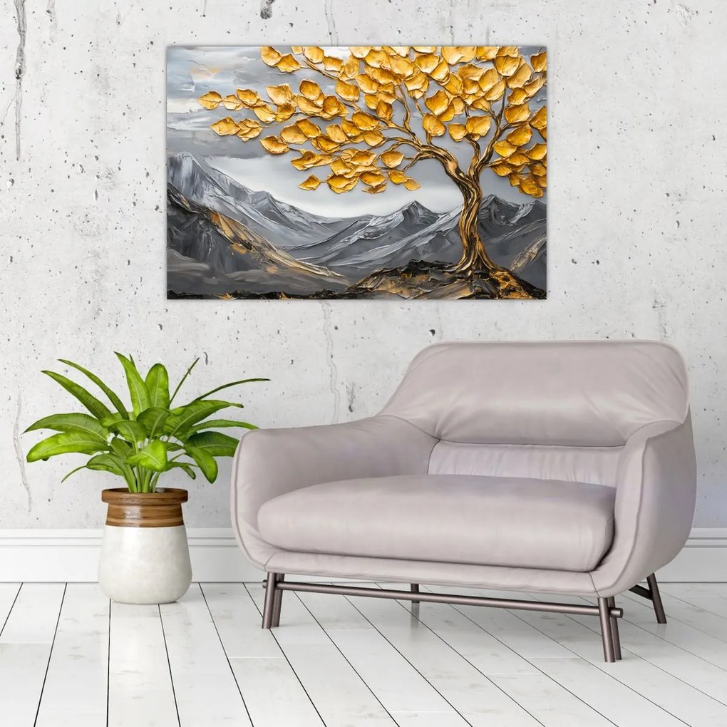 Tablou – Arbore cu frunze aurii (90x60 cm)