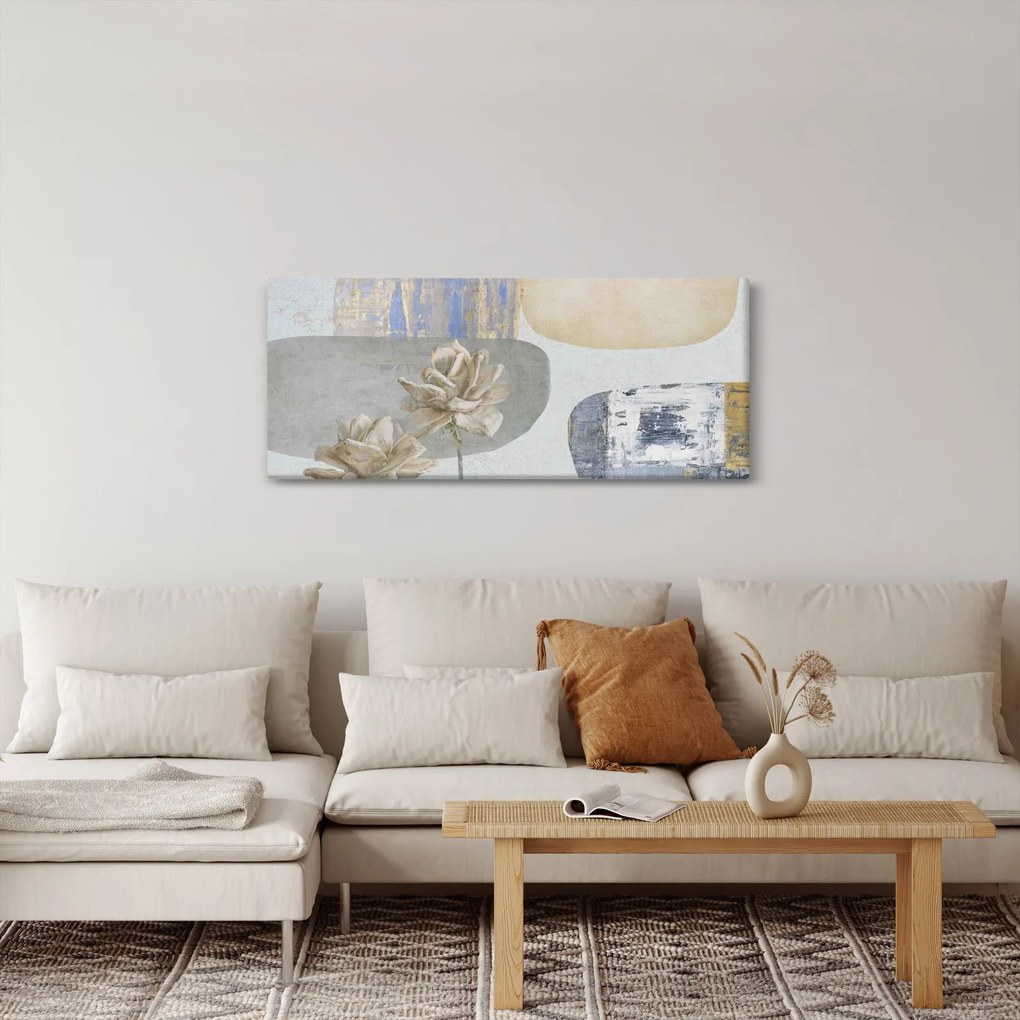 Tablou - Pictură flori și texturi (120x50 cm)