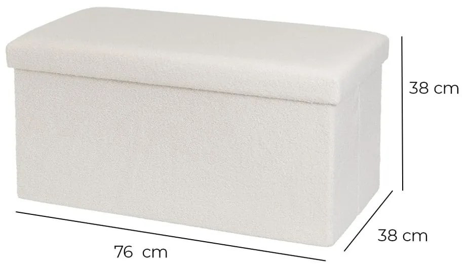 Taburet alb cu tapițerie din țesătură bouclé Ecru – Casa Selección