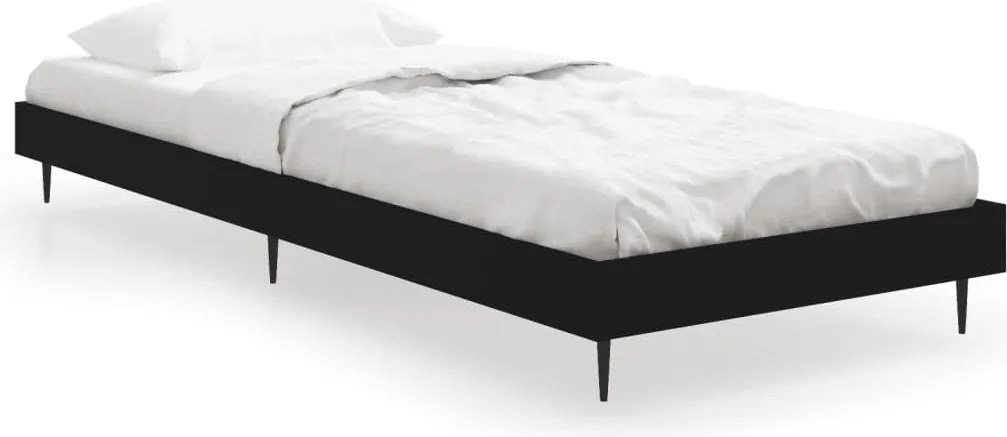vidaXL Cadru de pat, negru, 75x190 cm, lemn prelucrat