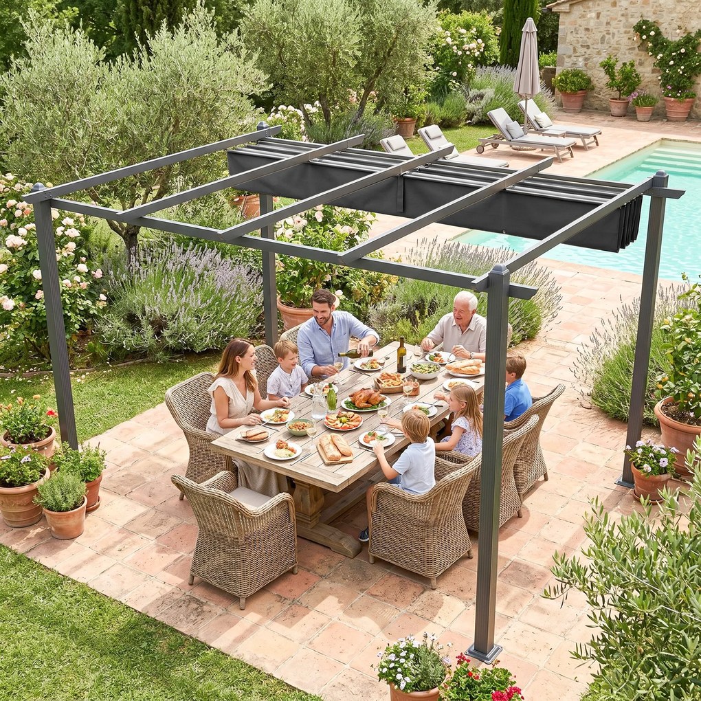 Outsunny Pergola cu Acoperis Retractabil de 3 x 4 (m) | Aosom Romania