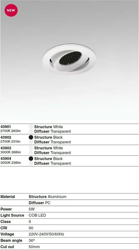 Spot LED incastrat directionabil IP44 KIVI negru 5W 2700K