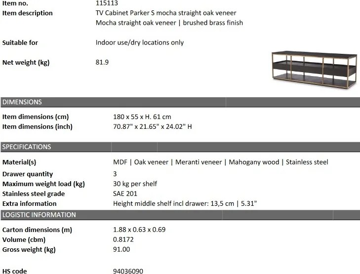 Comoda TV design elegant LUX Parker S 115113 HZ