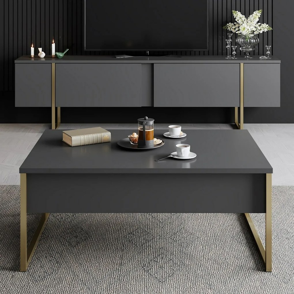 Măsuță de conferință Luxe Anthracite and Gold