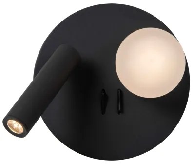 Aplică LED Lucide 77286/02/30 MATIZ 2xLED/3,5W/230V USB negru