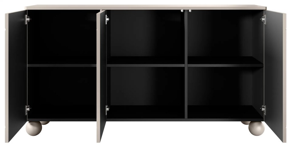 Comodă cu trei uși pe picioare rotunde Sonatia II 150 cm - cașmir