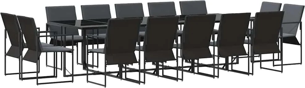 vidaXL Set de masă pentru grădină 15 pcs Negru Oțel