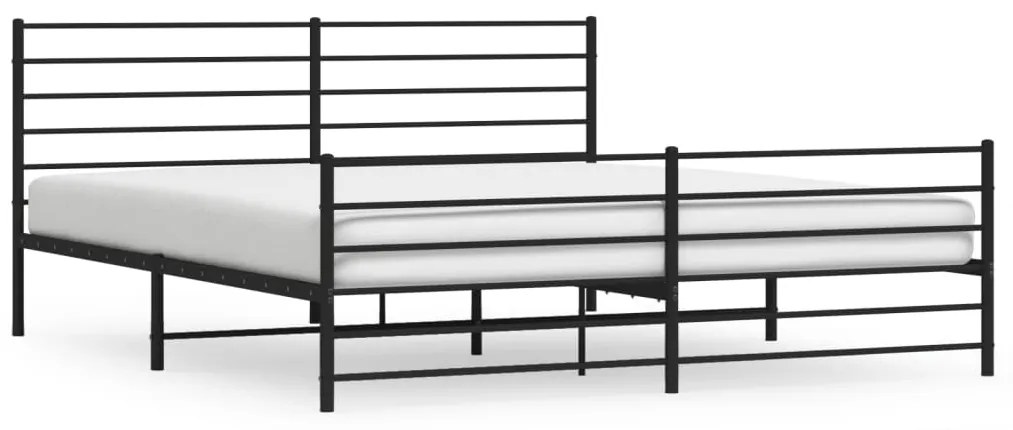 352343 vidaXL Cadru pat metalic cu tăblii de cap/picioare, negru, 193x203 cm