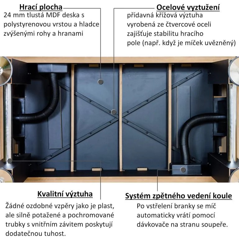 Masă de fotbal TUNIRO PRO -  110 kg, design lemn
