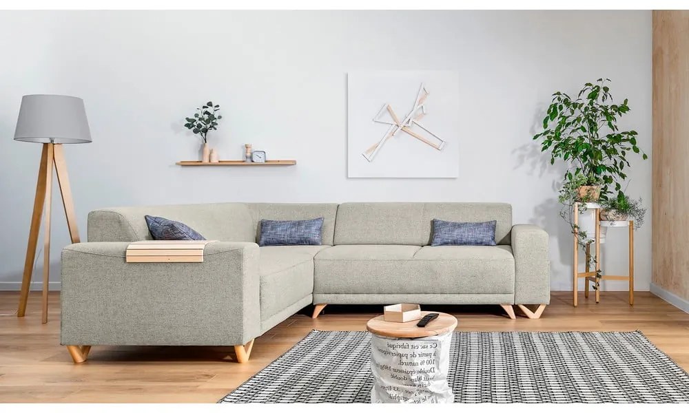 Colțar bej extensibil/cu spațiu de depozitare (cu colț pe partea stângă/în formă de ”L”) Classy Sophie – Miuform