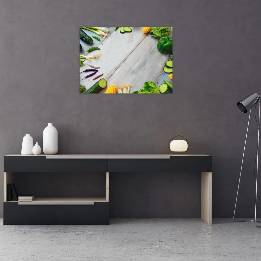 Tablou pe sticlă legumele (70x50 cm)