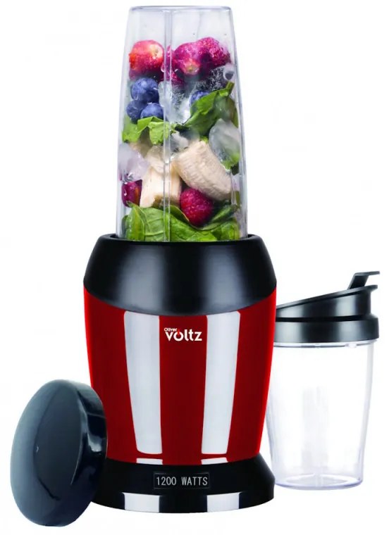 Nutri Blender Oliver Voltz OV51162DR, 1200 W, 2 pahare, Fara BPA, 1L/800 ml, Zdrobire gheata, Rosu