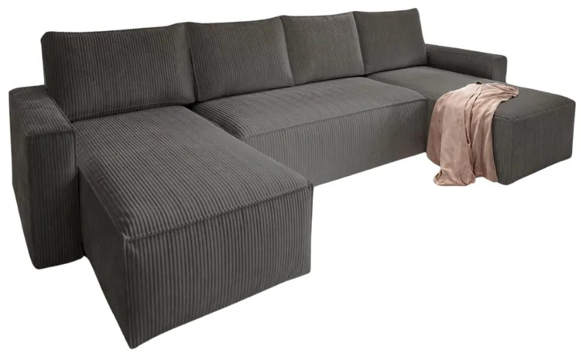 Coltar in forma de U COSARO 295x140 cm, gri inchis